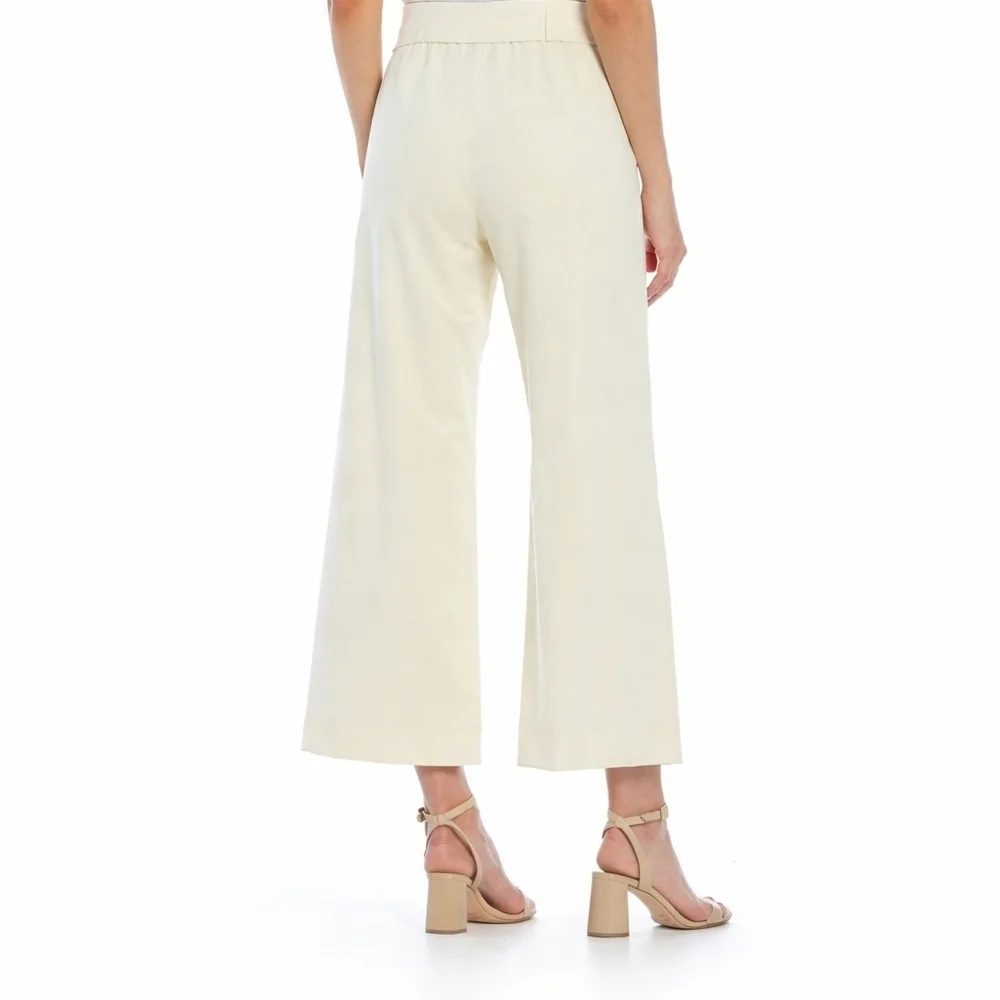 ANTONIO MELANI Jade Wide Leg Paperbag Waist Cropped Pants – Size 10 – Creamy Off